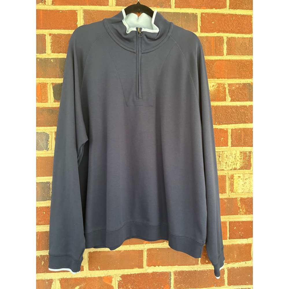 Williams & Kent Sweater Mens XXL Quarter Zip Pullover Long Sleeve Navy Blue Pima